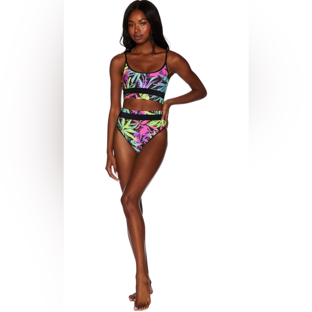 Beach Riot neon palms bikini - small